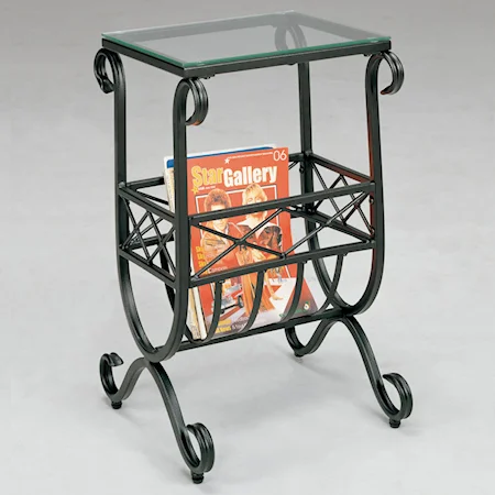 Glass Top Magazine Table